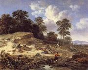 Jan Wijnants A Track by a Dune,with Peasants and a Horseman oil painting picture wholesale